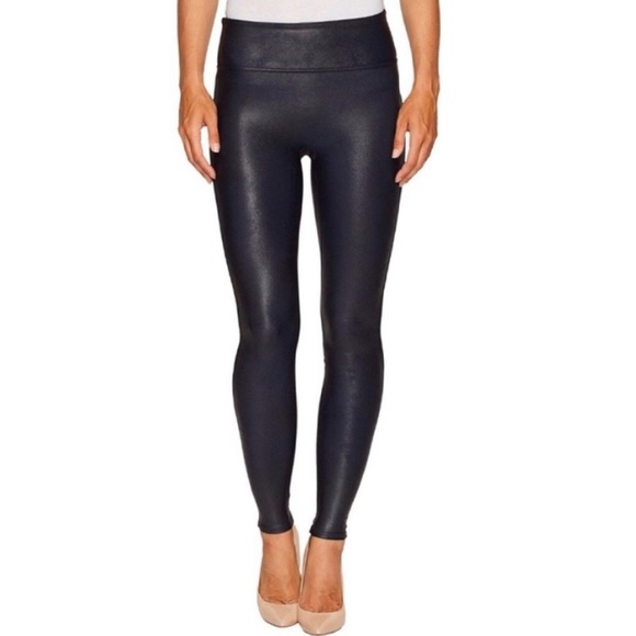 Spanx Faux Leather Leggings in Color Midnight - Picture 2 of 5